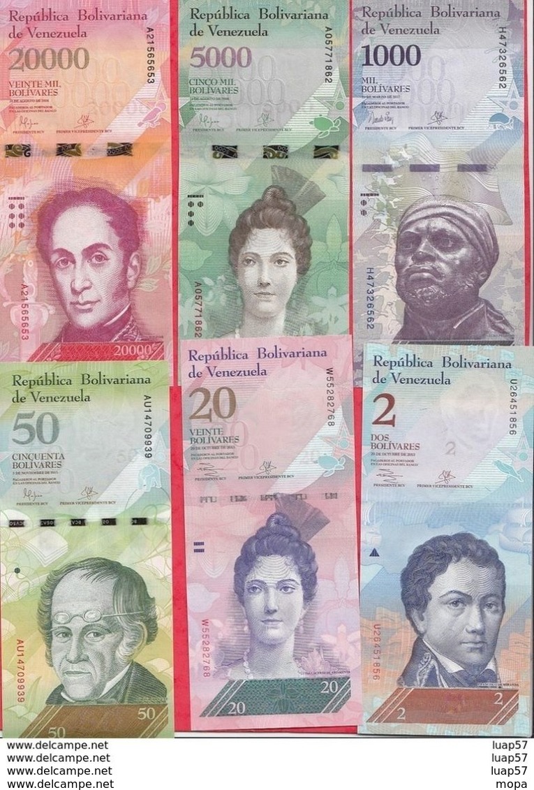 Venezuela 6 Billets En AU-UNC/SPL+ Lot N°7 (5000 Et 20000 Bolivares 2016 FORTE COTE Numéros Des Billets Peuventchanger - Venezuela