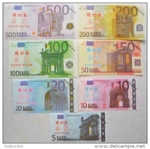 LOT SET SERIE 7 BILLETS EURO ECHANTILLON TEST NOTE CHINOIS SANS VALEUR - Other & Unclassified