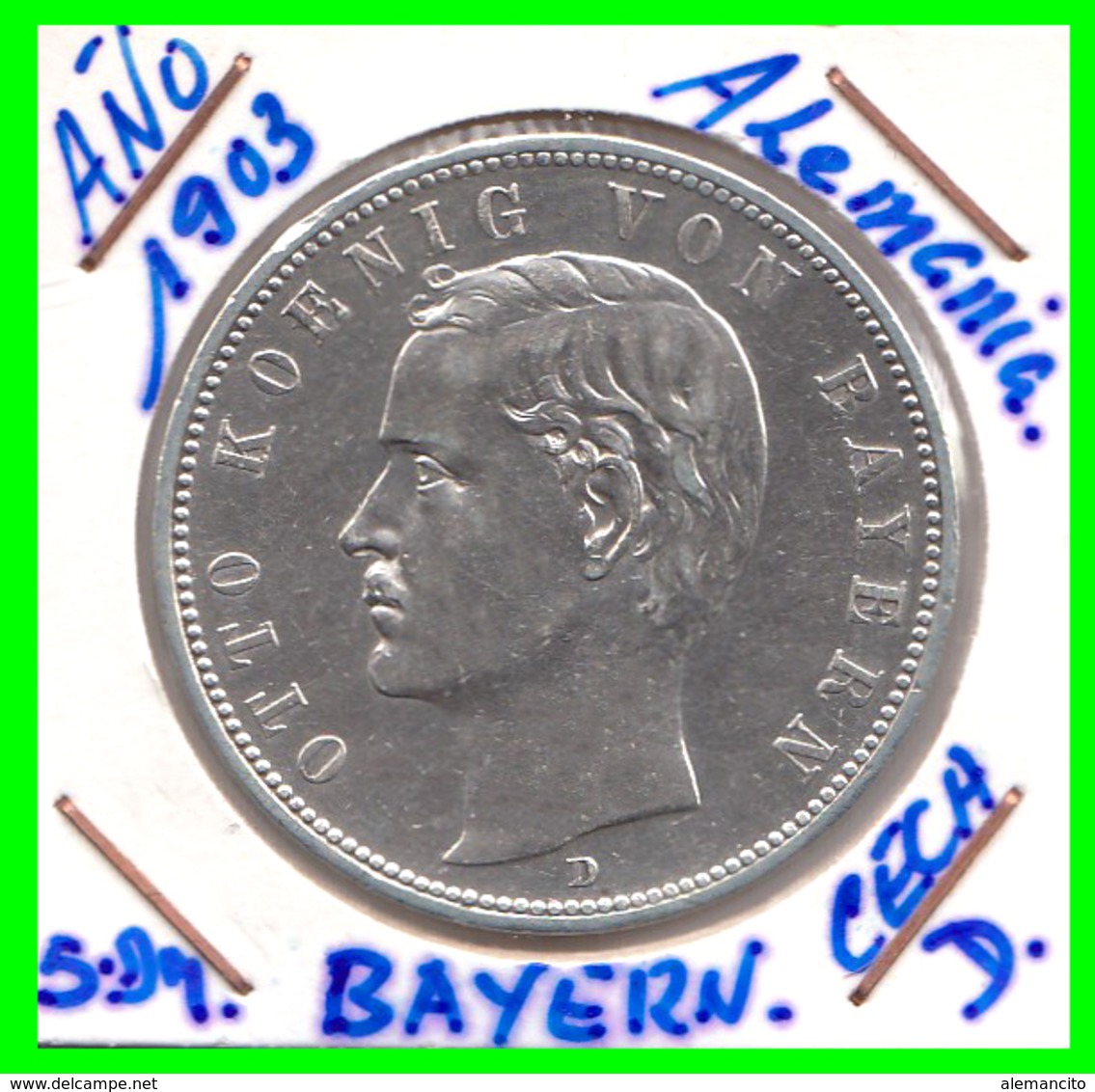 OTTO - KÖENIG V. BAYERN – 5.00 DM  1903-D - 2, 3 & 5 Mark Silber