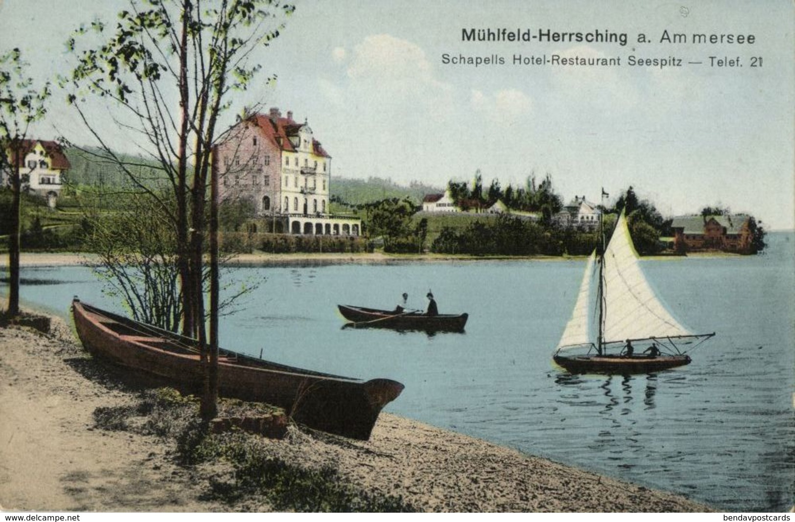 MÜHLFELD-HERRSCHING A. Ammersee, Schapells Hotel-Restaurant Seespitz (1910s) AK - Herrsching