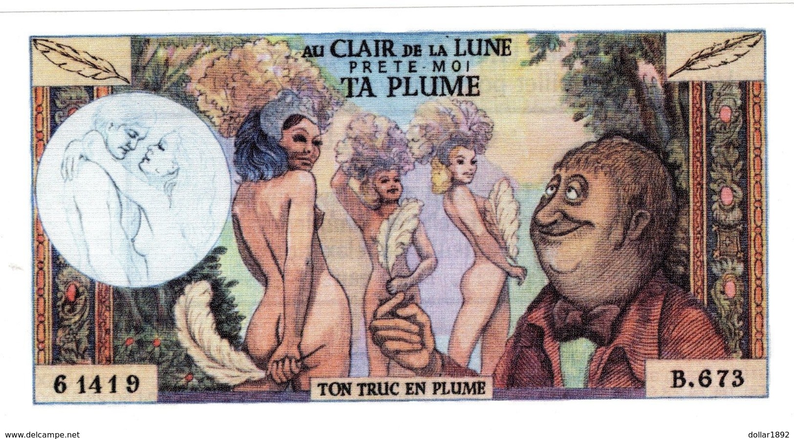 PUBLICITé ADVERTISING VOLTAIRE EROTIQUE Au Clair De La Lune PRETE-MOI TA PLUME - Specimen