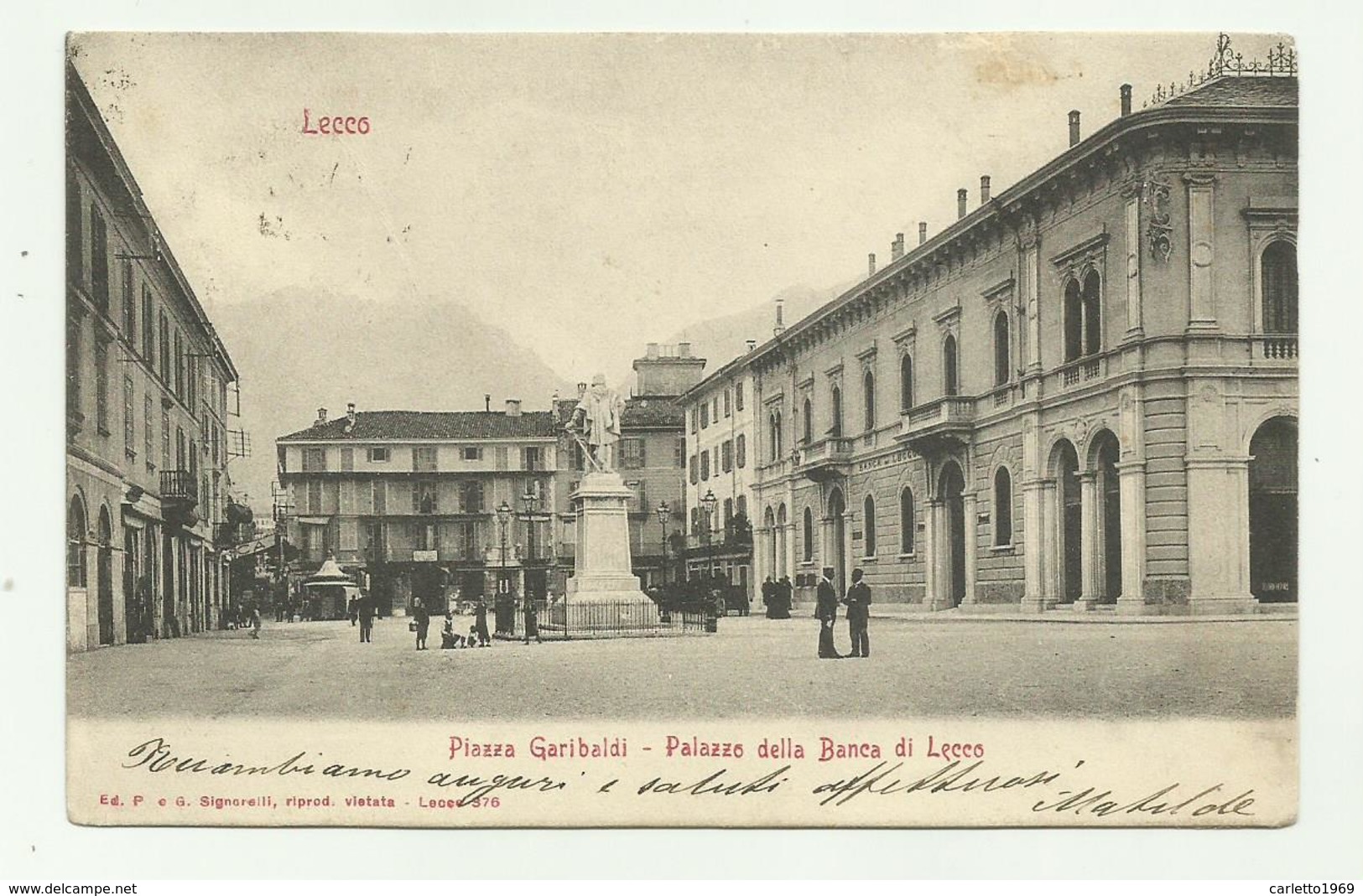 LECCO - PIAZZA GARIBALDI - PALAZZO DELLA BANCA DI LECCO VIAGGIATA  FP - Lecco