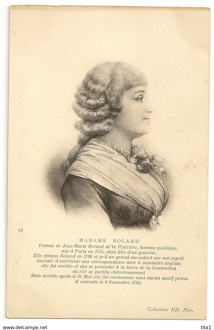 S7132 - Madame Roland Femme De Jean Marie Roland De La Platrière - Personnages