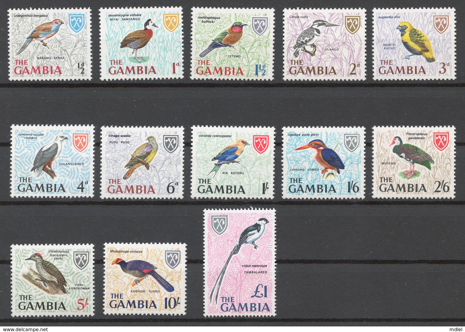 Gambia 1966 Mi# 210-22** DEFINITIVES, BIRDS - Gambia (1965-...)