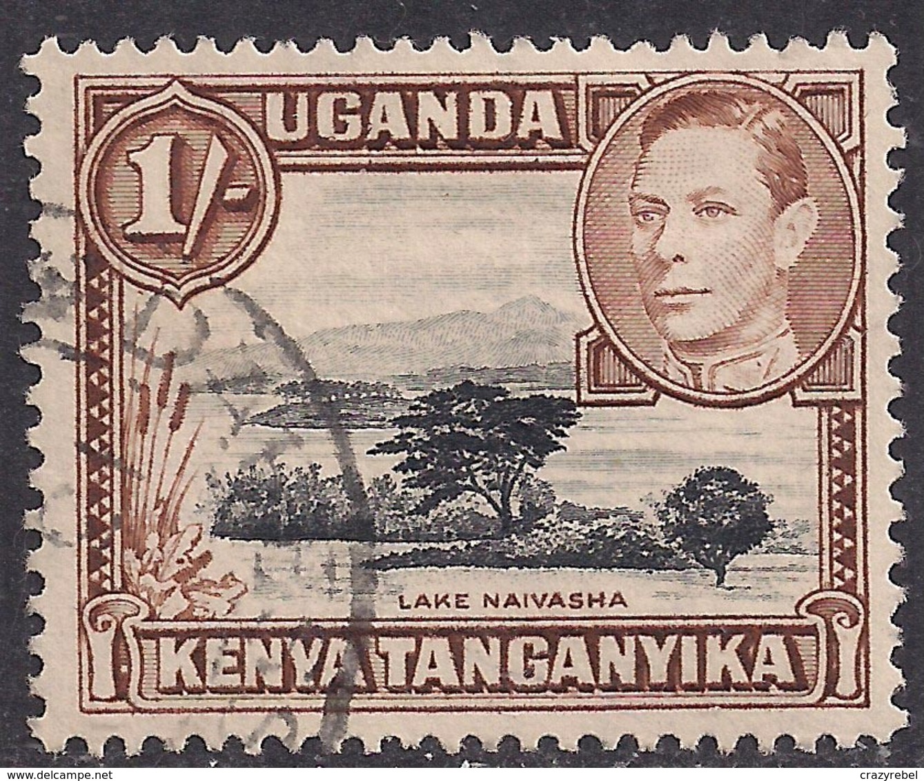 Kenya Uganda Tanganyika 1938 - 54 KGV1  1/-d Lake Naivasha SG 145b ( L1385 ) - Kenya, Uganda & Tanganyika