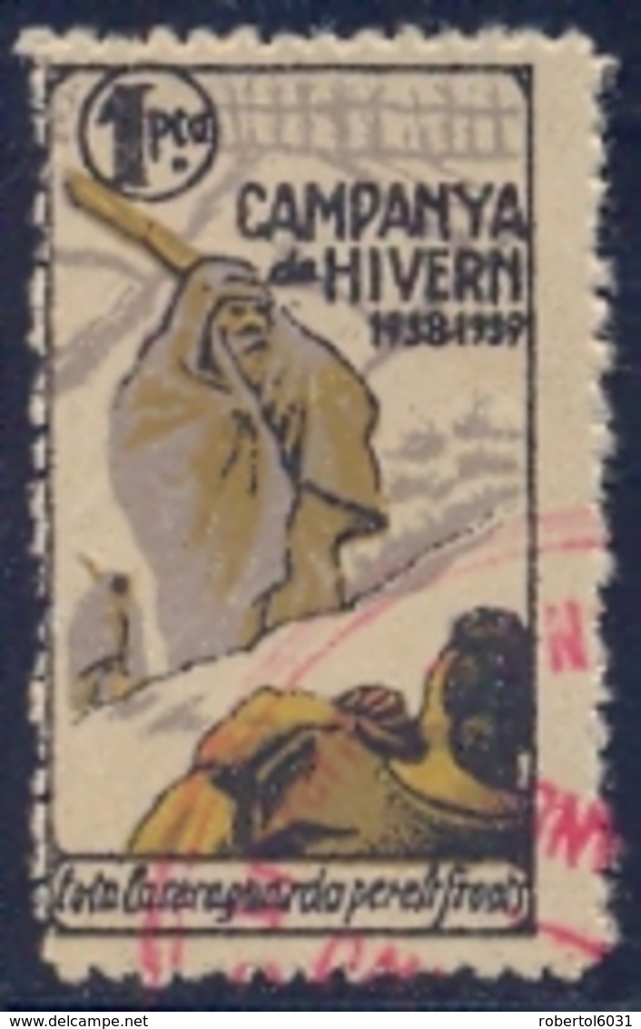 Spain Civil War Republican Label MH 1 Pta Campanya D Hivern 1938-1939 - Emissioni Repubblicane