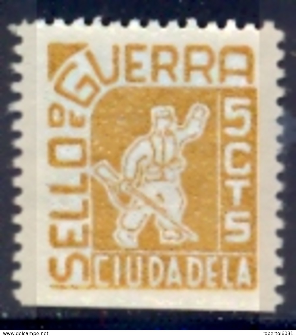 Spain Civil War Republican Label MH 5 Cts Ciudadela Sello De Guerra - Emissioni Repubblicane