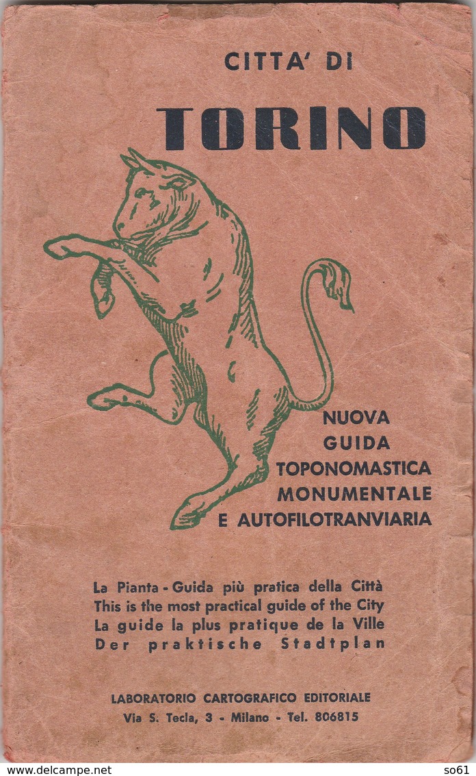 7776.   Nuova Guida Toponomastica Monumentale E Autofilotranviaria Di Torino - Topographical Maps