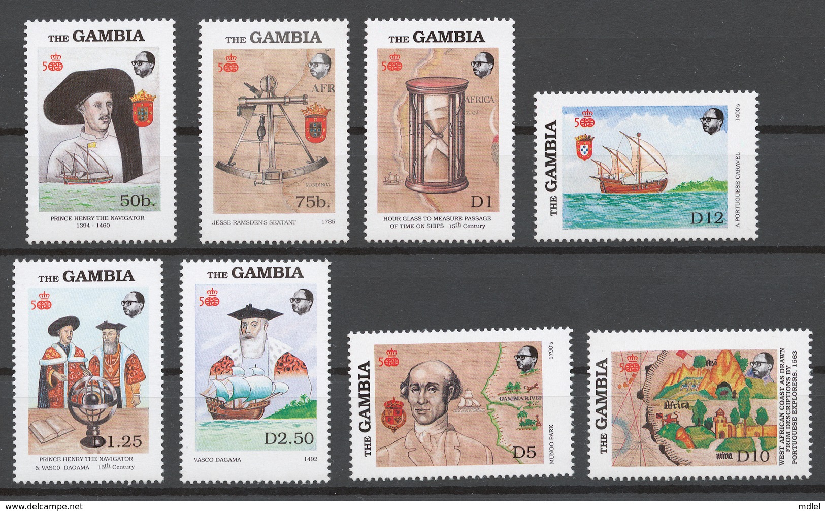 Gambia 1988 Mi# 808-15+ Bl.56-57** DISCOVERY OF AMERICA, 500th ANNIV. - Gambie (1965-...)