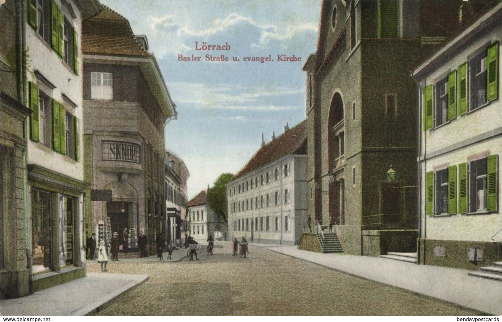 LÖRRACH, Basler Strasse Un Evangel. Kirche (1917) AK - Lörrach