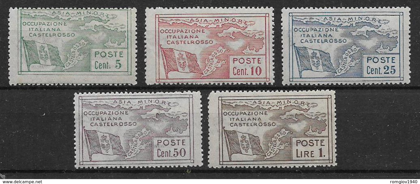 COLONIE ITALIANE CASTELROSSO 1923 OCCUPAZIONE ITALIANA DELL'ISOLA SASS. 10-14 MNH XF - Castelrosso