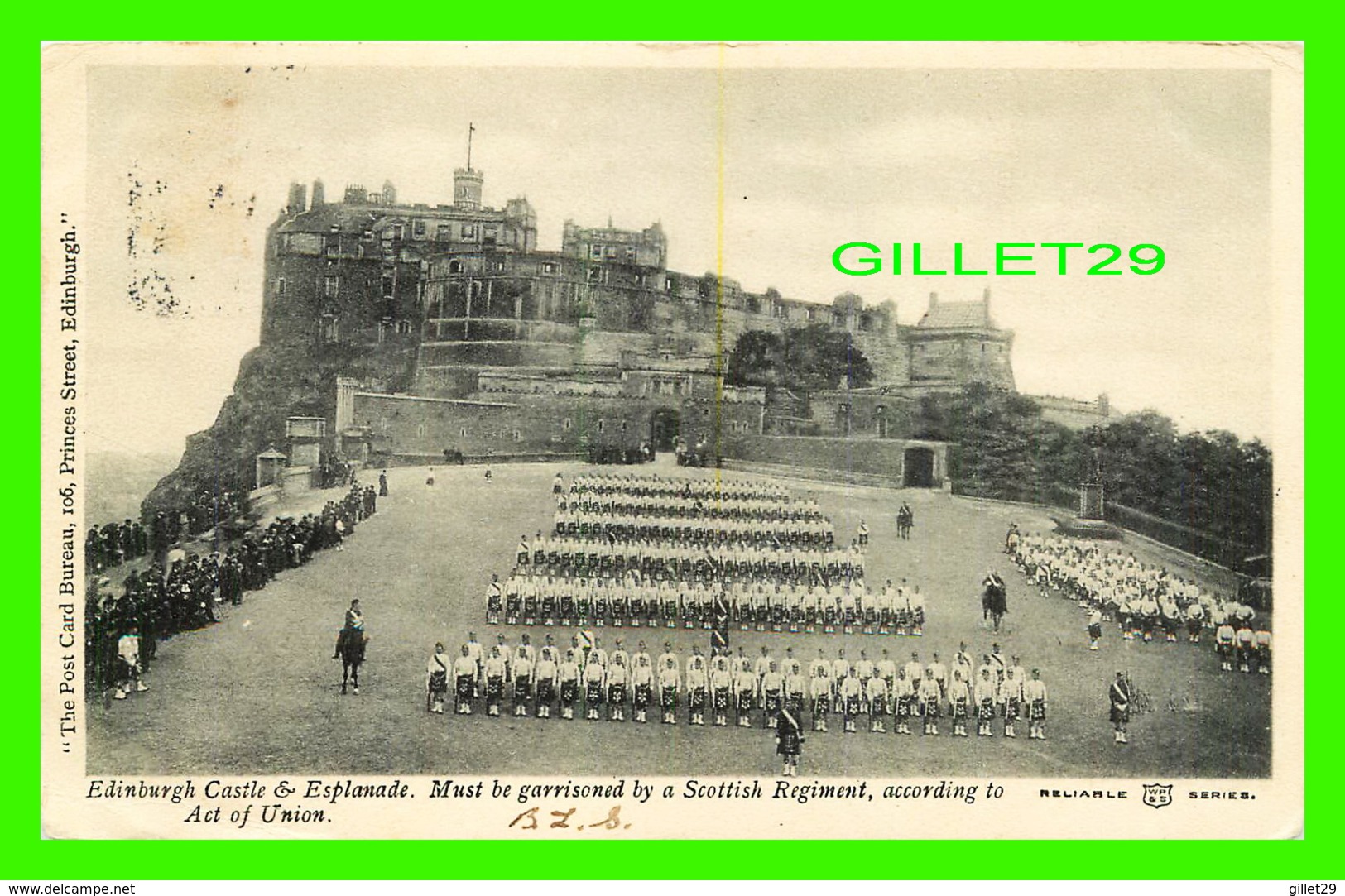 EDINBURGH, SCOTLAND - CASTLE & ESPLANADE, MUST BE GARRISONED BY A SCOTTISH REGIMENT, ACCORDING TO ACT OF UNION - Midlothian/ Edinburgh