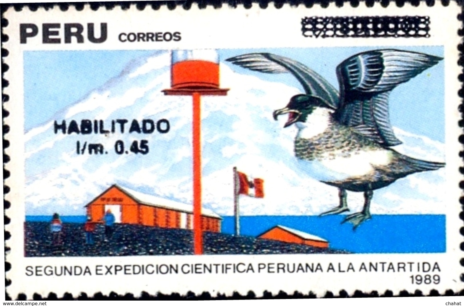 POLAR PHILATELY-2nd Peruvian Scientific Expedition To Antarctica  3v Set- OVPT- ONE WITH ERROR- PERU-1989-MNH-H-551 - Research Programs