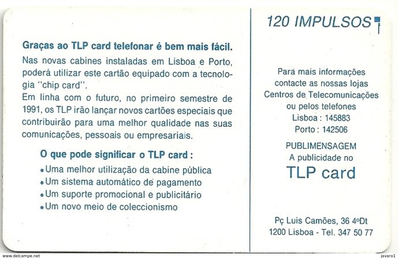 TLP L : LP23 Schlum. (SI6) TLPcard 120imp USED - Portogallo