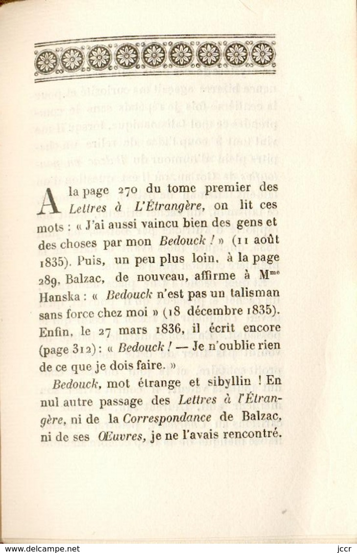 Bedouck Ou Le Talisman De Balzac Par Marcel Bouteron - 1925 - Autographed