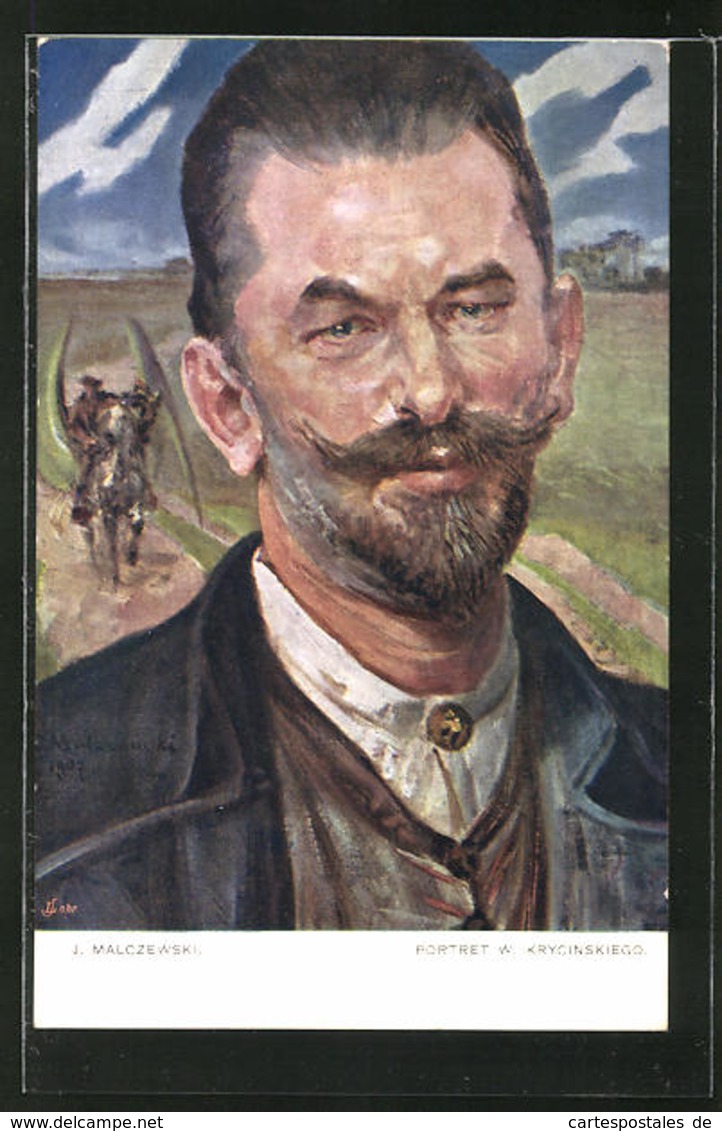 Künstler-AK Sign. J. Malczewski: Portret W. Krycinskiego - Artistas