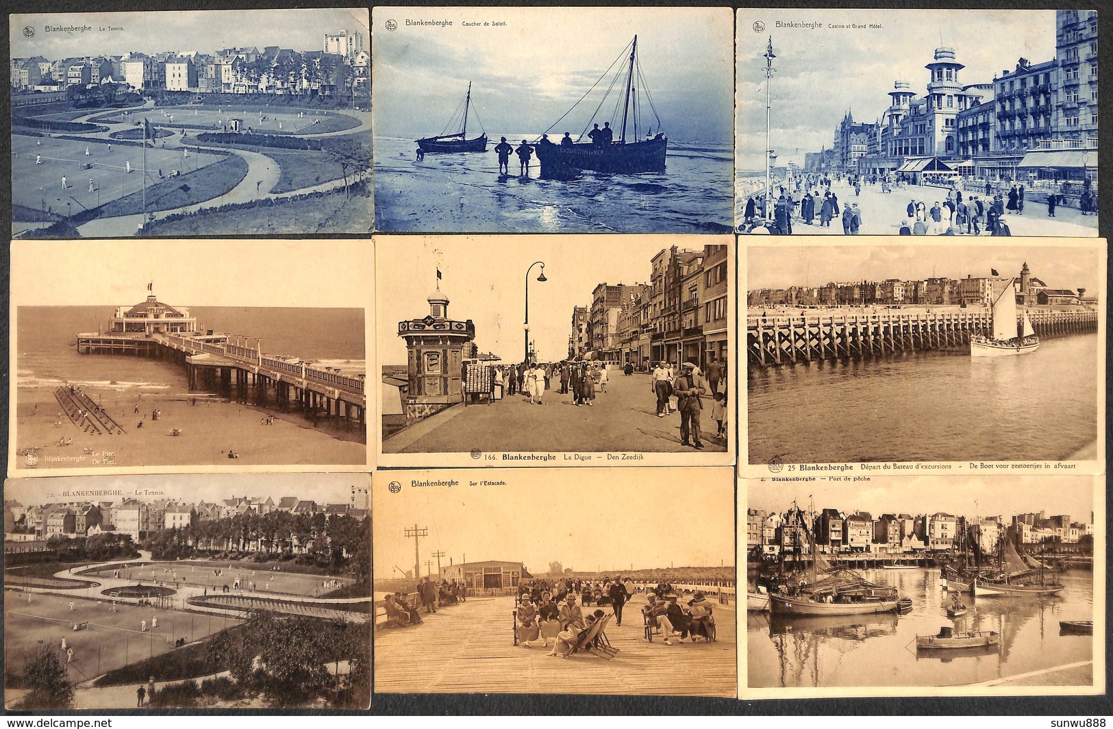 Blankenberghe - Petit Lot Sympa De 37 Cartes (animée, Colorisée, Bateau Port Pêche Tennis) (petit Prix) - Blankenberge