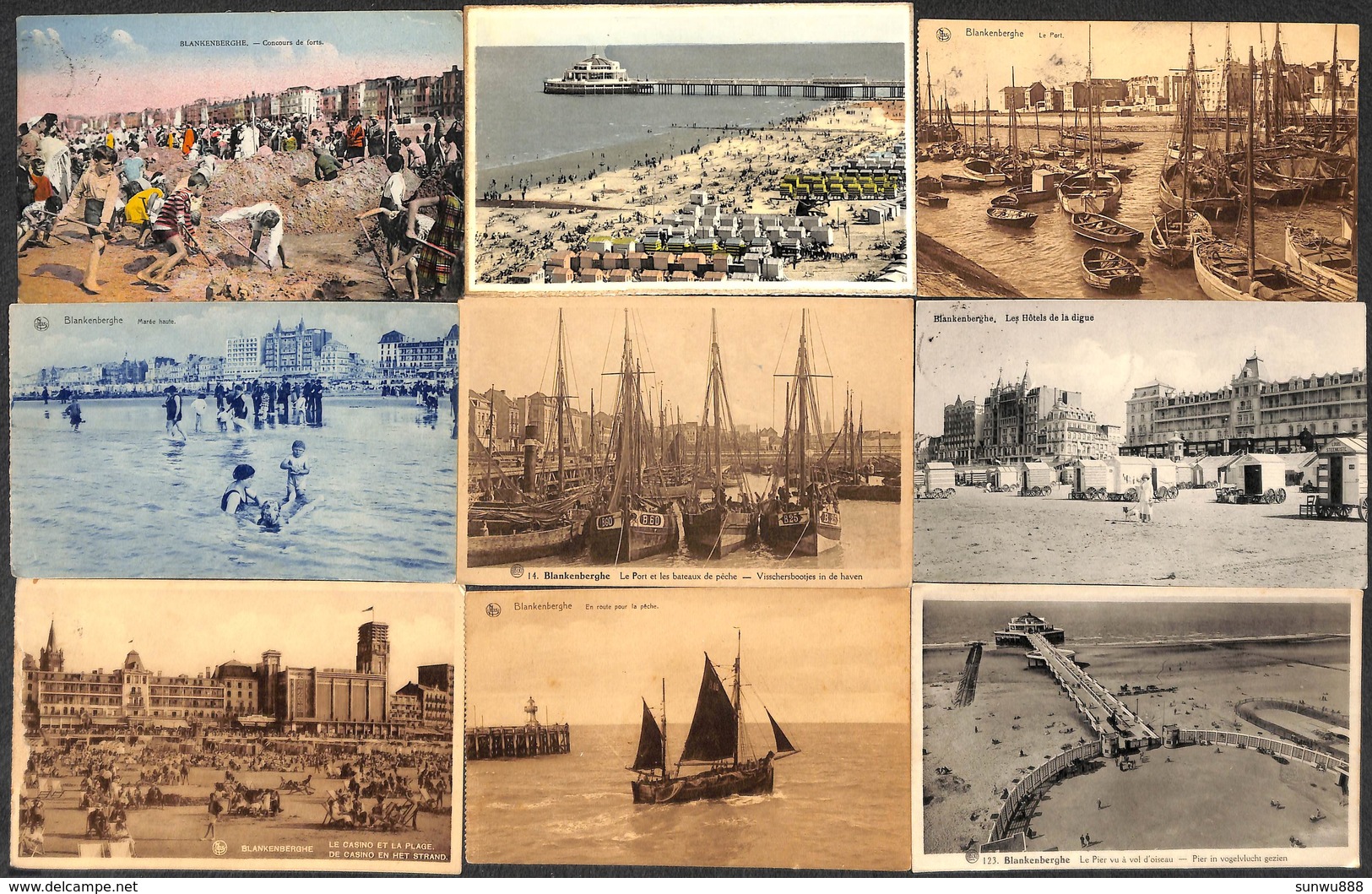 Blankenberghe - Petit Lot Sympa De 37 Cartes (animée, Colorisée, Bateau Port Pêche Tennis) (petit Prix) - Blankenberge