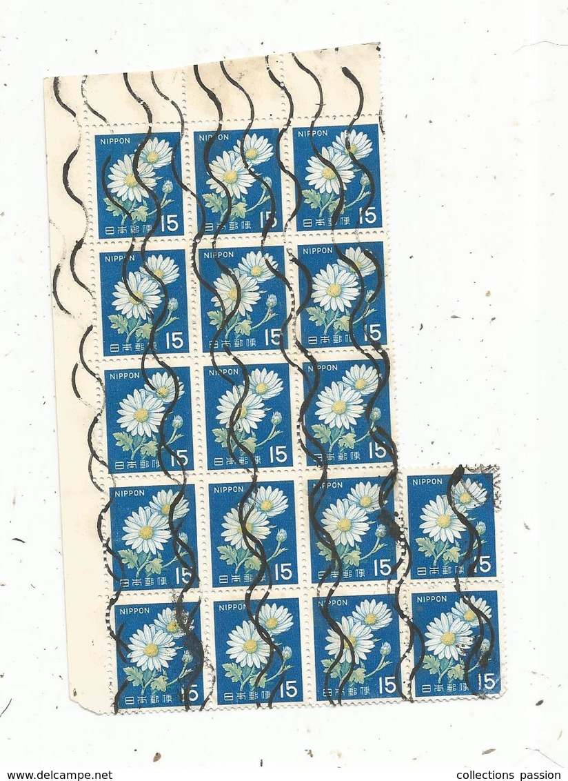 Bloc De 17 Timbres , JAPON , NIPPON , 15 , Fleurs, Frais 1.55e - Oblitérés