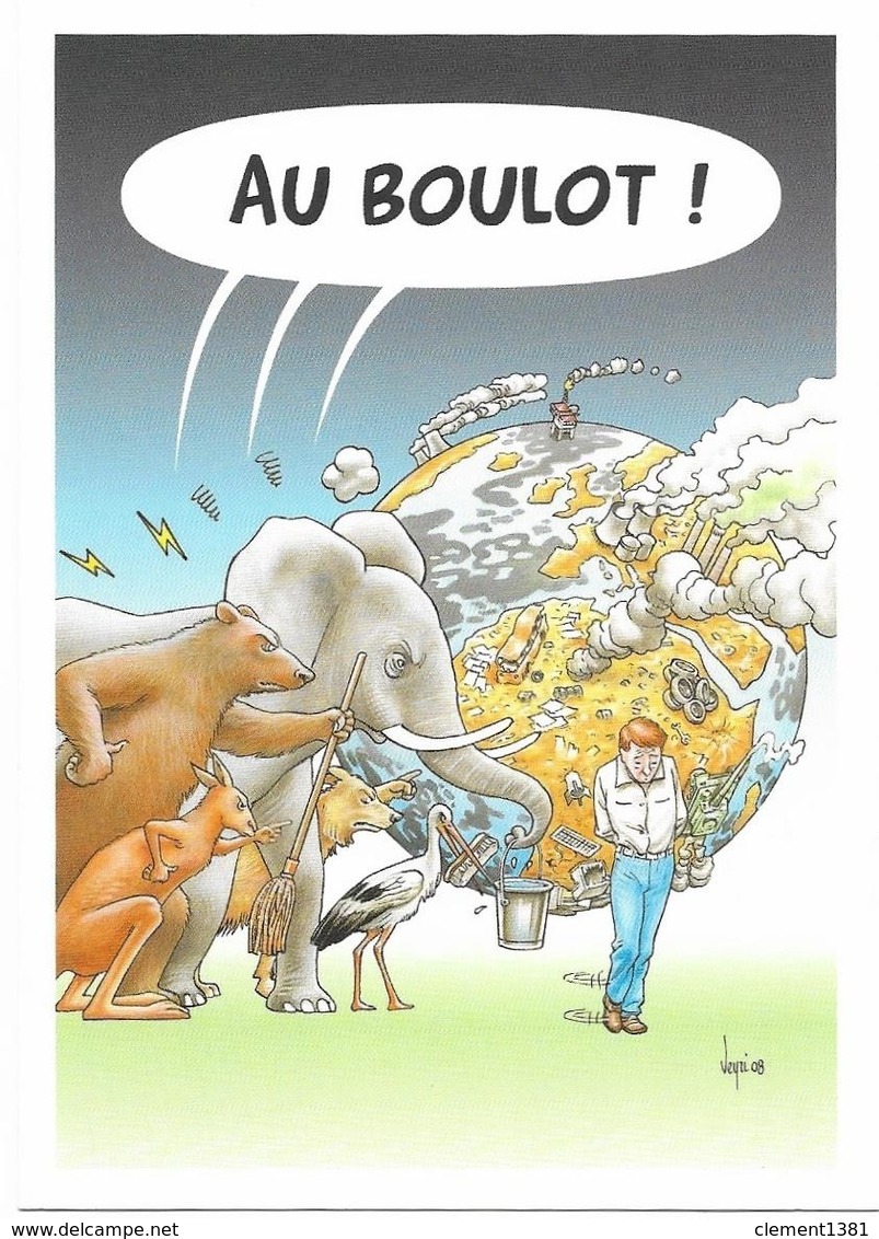 Illustrateur Bernard Veyri Caricature Et Dedicace  Année De La Planete Terre Animaux Ecologie - Veyri, Bernard