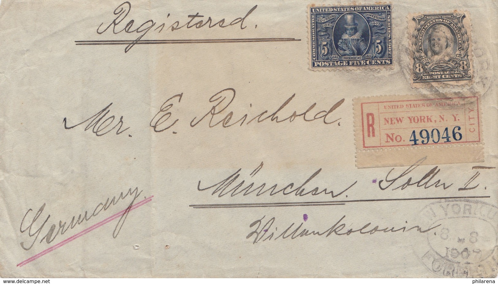 USA 1907: Registered New York To München/Germany - Autres & Non Classés