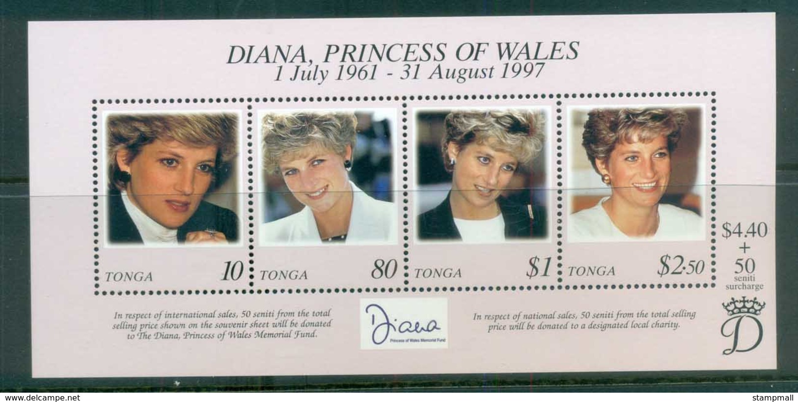 Tonga 1998 Princess Diana In Memoriam MS MUH Lot81831 - Tonga (1970-...)