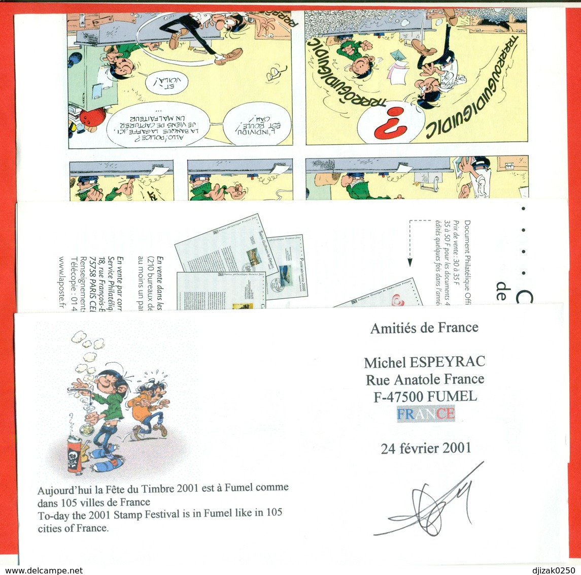 France 2001.Cat.The Day Of Stamps. The Envelope With Special Stamp.With A Booklet And Comics. - Covers & Documents