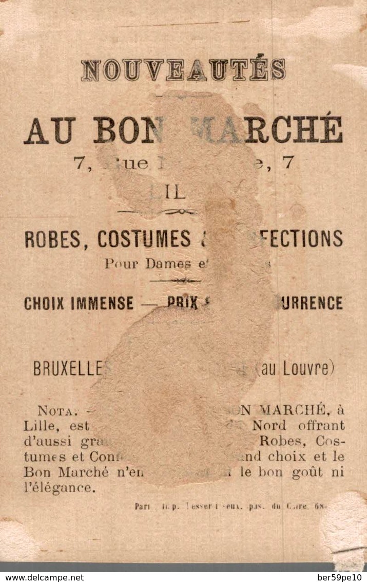 CHROMO  AU BON MARCHE NOUVEAUTES CONFECTION  LILLE  V'LA CINQ FRANCS RENDEZ-MOI CENT SOUSET CE F'RA LE COMPTE - Autres & Non Classés