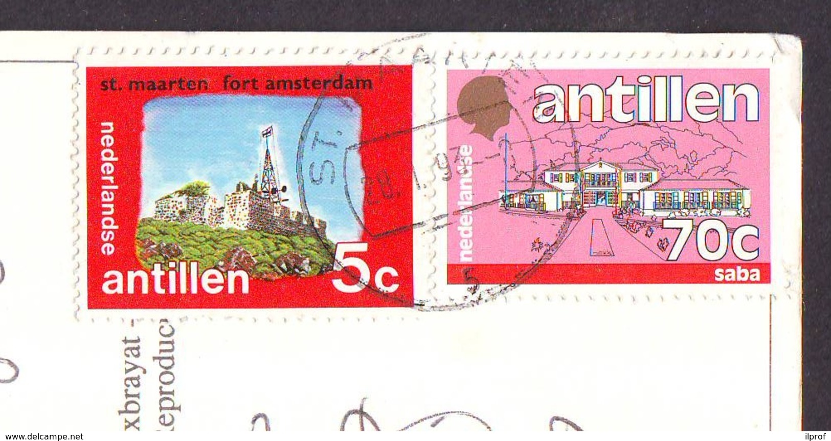 Fort Amsterdam + Buildings 2 Stamps  '90 Kenya  On Postcard - Antillen