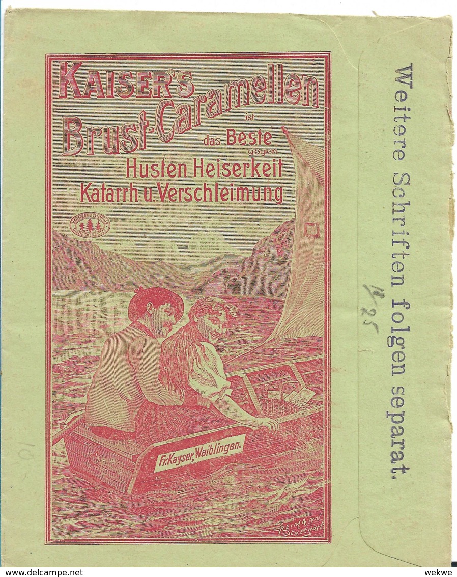 WTB009 / WÜRTTEMBERG -  Waiblingen , Firmenbrief M. Werbung Brust-Caramellen (Bobon) Waibling  1900. (Thema Medizin) - Brieven En Documenten