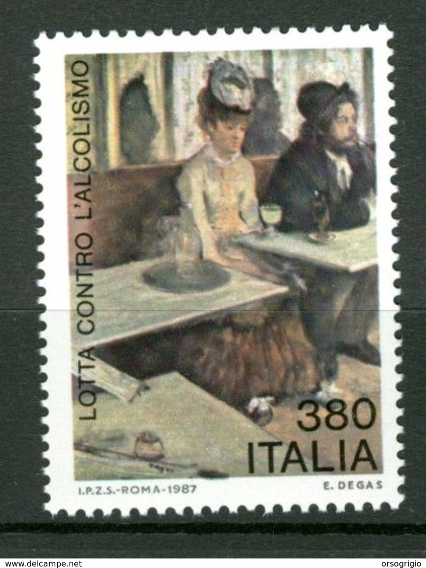 ITALIA - 1987 - NUOVO MNH - WINE - VINO - ALCOOL - Absinthe, Dipinto Di Degas - Vini E Alcolici