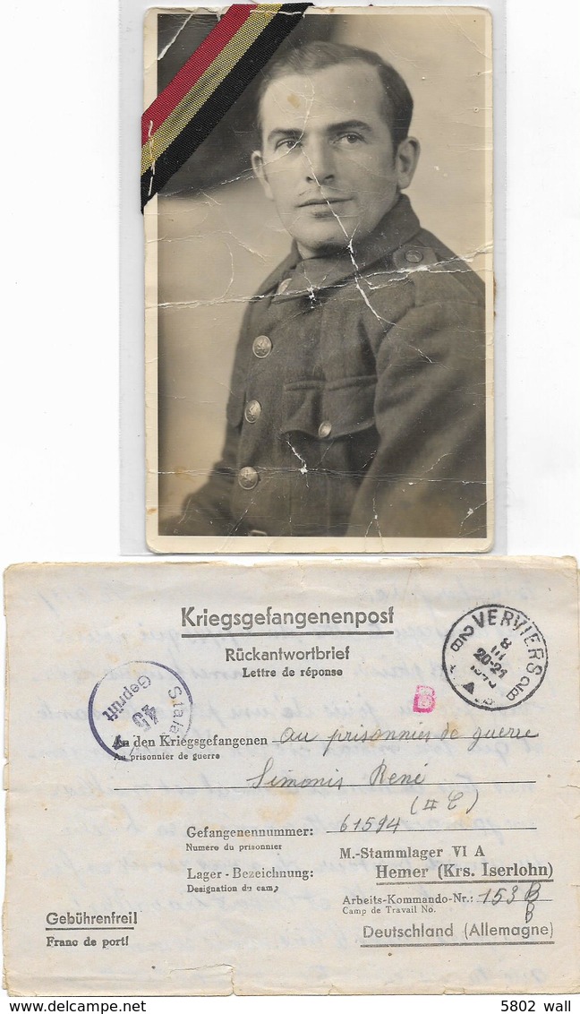 Photo-carte : Soldat René Simonis (Stalag VIA) Et Courrier Reçu Au Stalag - Weltkrieg 1914-18