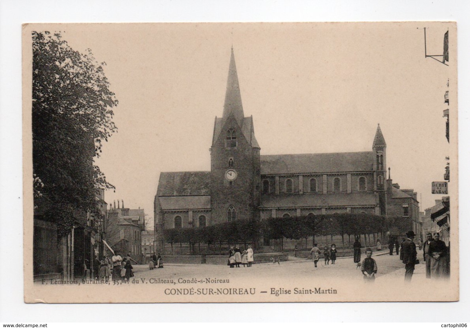 - CPA CONDÉ-SUR-NOIREAU (14) - Eglise Saint-Martin (avec Personnages) - Edition F. Lemarois - - Autres & Non Classés