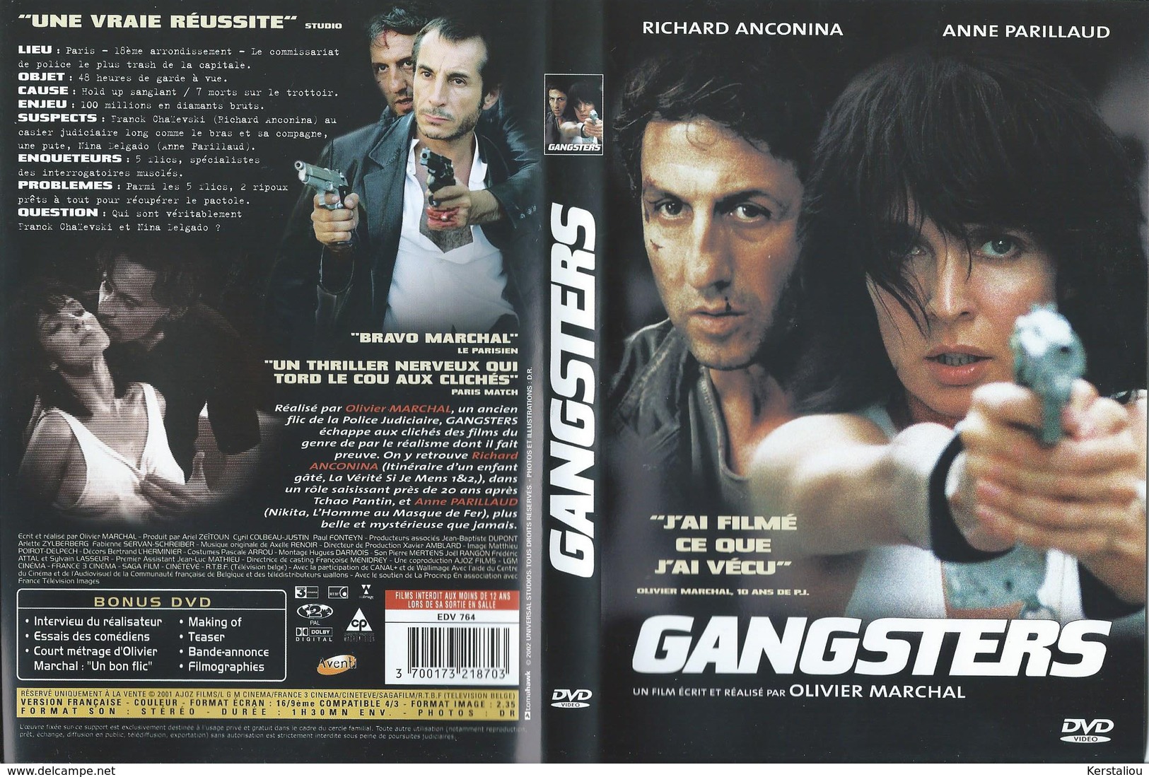 GANGSTERS – Film D'Olivier Marchal – DVD – 2002 – Aventi / Universal Studios – Made In France - Policiers