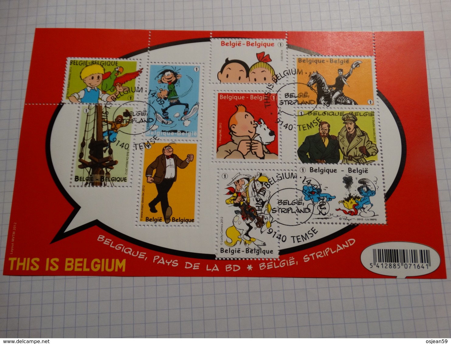 2012-bloc Strip BD Comic-Tintin Kuifje Schtroupf - This Is Belgium.obl 14/09/2012 à 9140 Temse. - Oblitérés