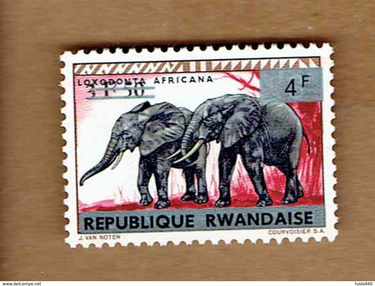 REPUBLIQUE RWANDAISE.(COB-OBP) 1964 - N°60   *ANIMAUX SAUVAGES AAVEC SURCHARGE *   4F- Neuf - Unused Stamps