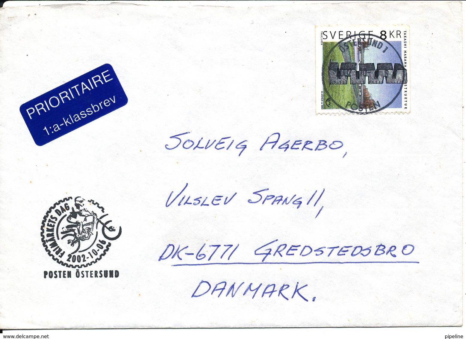 Sweden Cover Sent To Denmark Posten Östersund Stamp's Day 6-10-2002 - Storia Postale