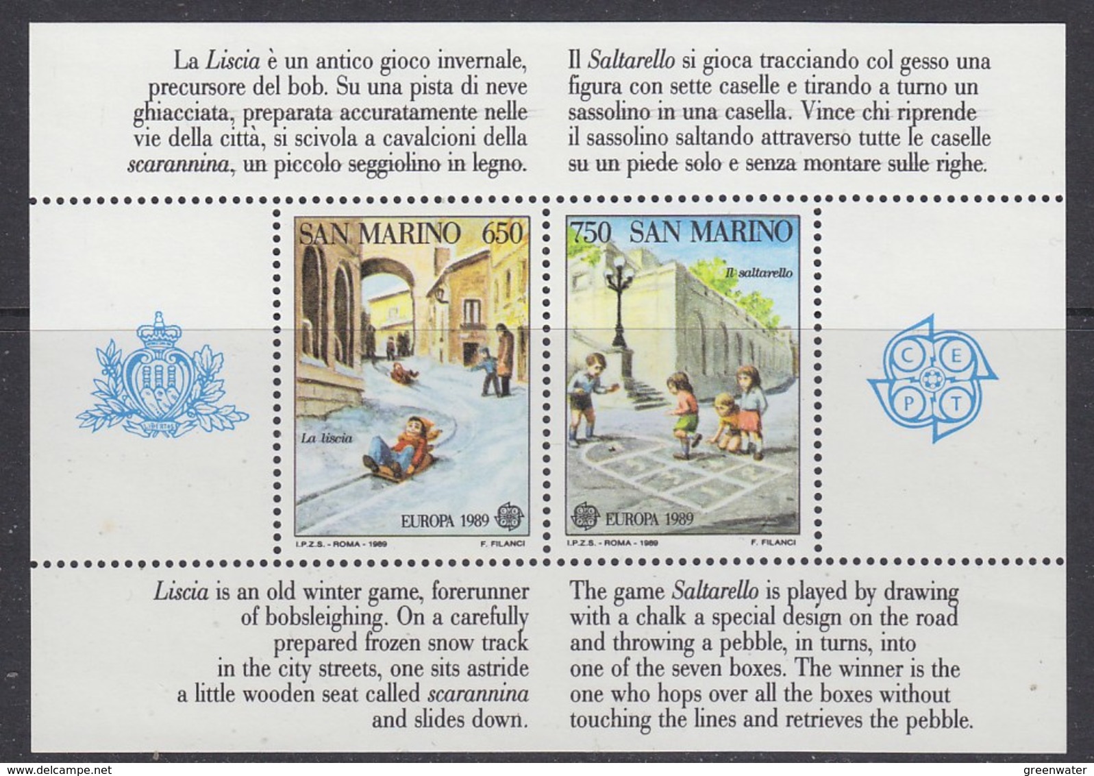 Europa Cept 1989 San Marino M/s  ** Mnh (41272) - 1989