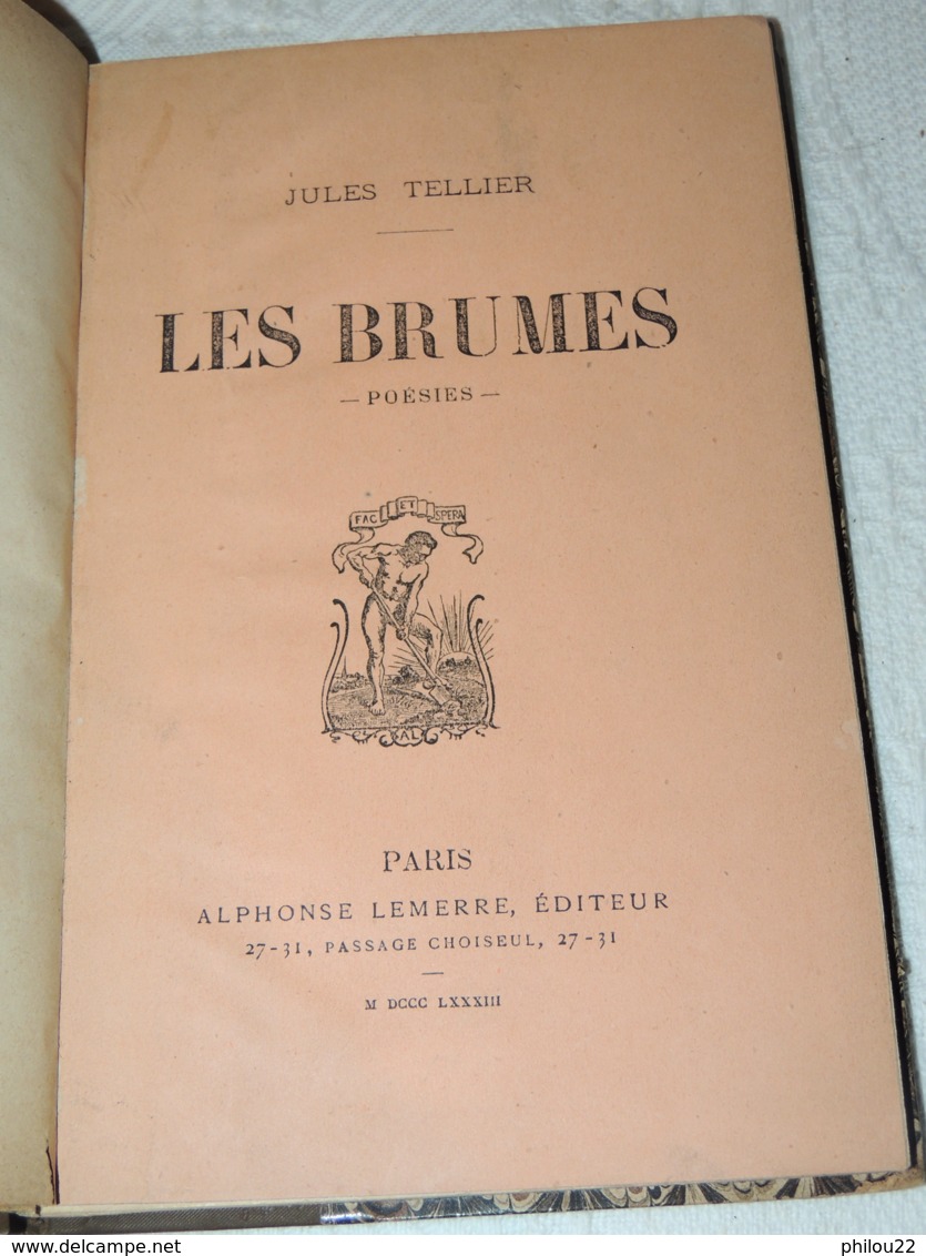 JULES TELLIER  LES BRUMES - Poésies - Lemerre 1883 [Edition Originale] - 1801-1900