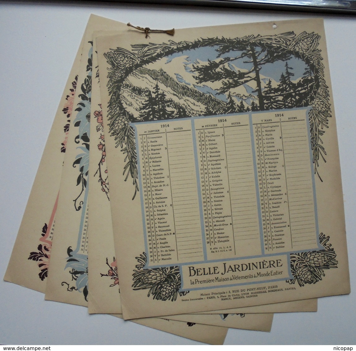 Calendrier Belle Jardinière, 1914, Grand Format - Big : 1901-20