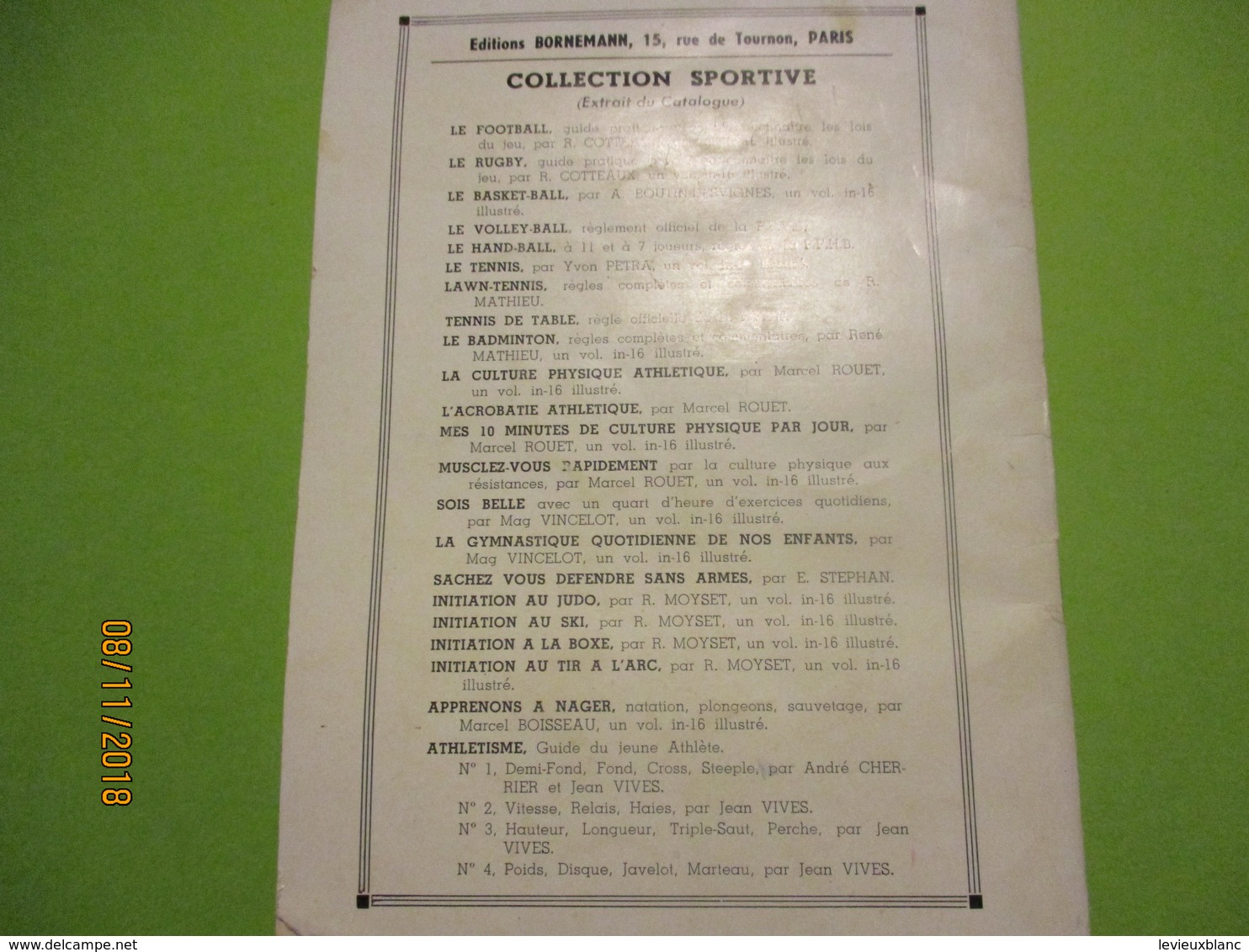 Les Règles du HAND-BALL à 11 et à 7 Joueurs/Edition autorisée par la Fédération Française de Hand-Ball/1961       SPO340