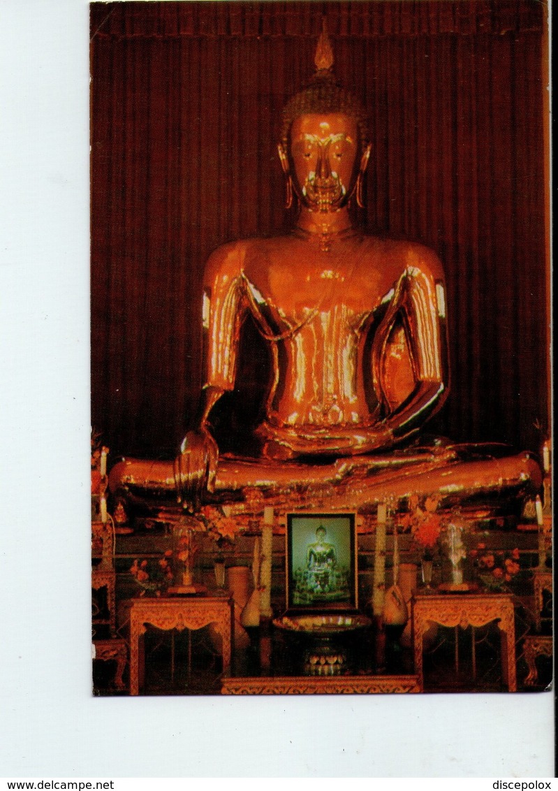 U3580 NICE STAMP (bollo Con Fiori) Small Postcard: Image Of Phra Buddha Chinaraj, Pisanuloke, Northern Thailand - Tailandia