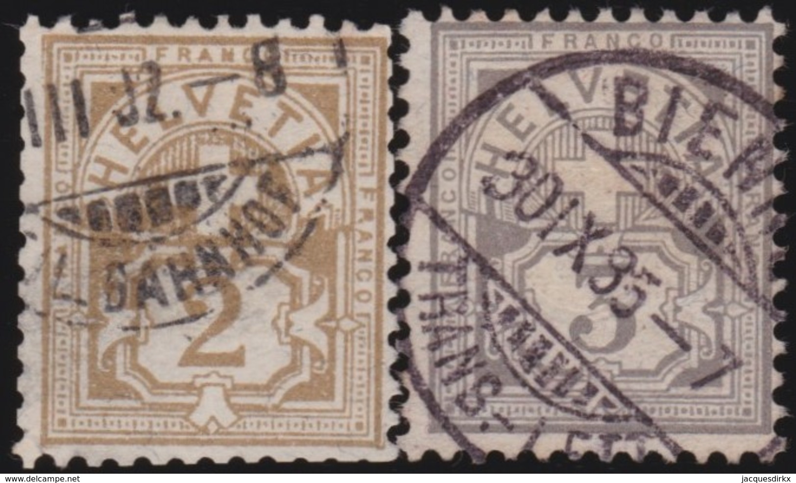 Schweiz    .     Yvert   63/64  .    Perf.  11 ½  .  1882-99       .      O       .      Gebraucht   .   /      Oblitéré - Gebraucht