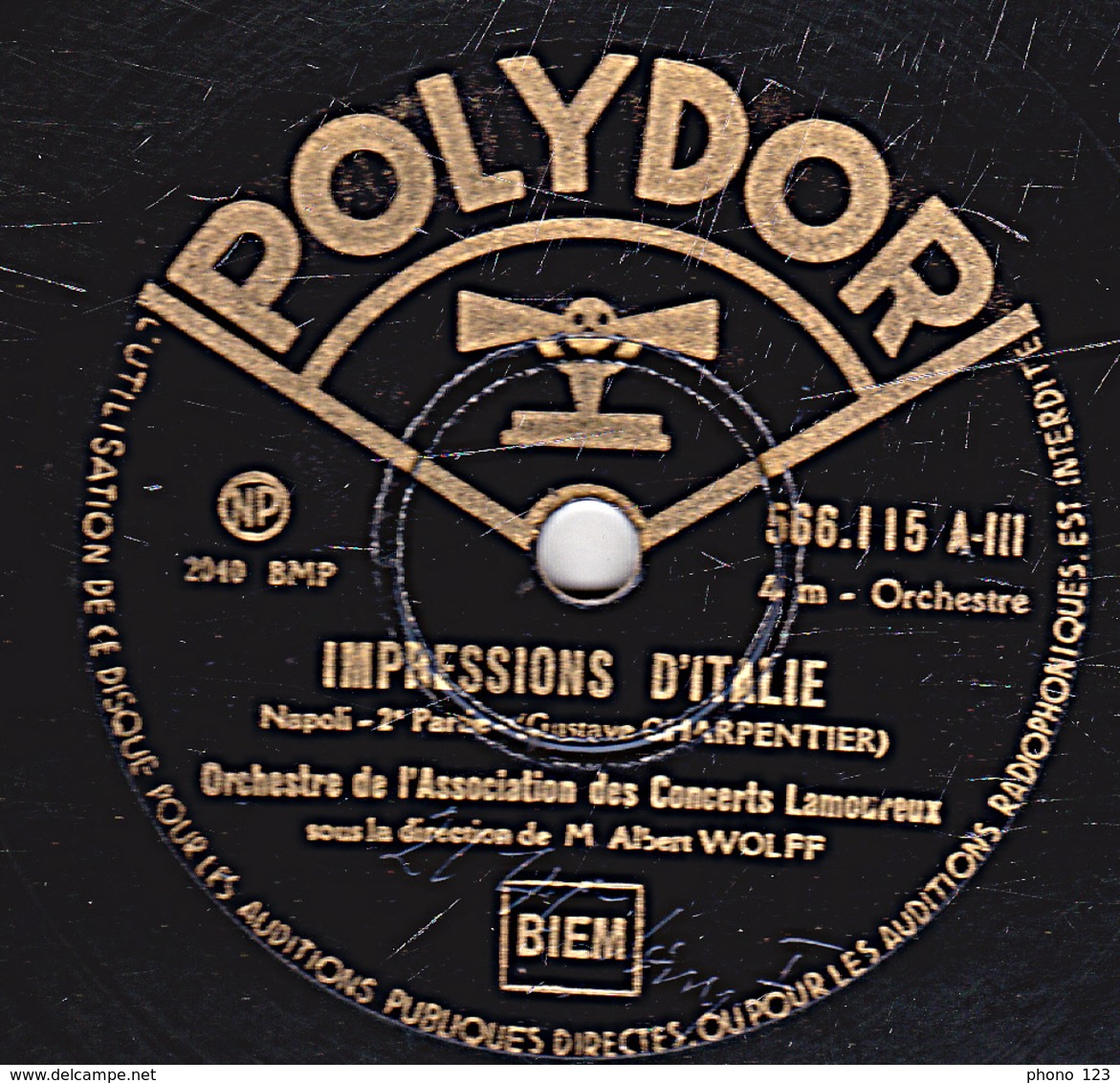 78 Trs  30 Cm état B - CONCERTS LAMOUREUX - IMPRESSIONS D'ITALIE 2e Et 3e Parties - 78 Rpm - Schellackplatten