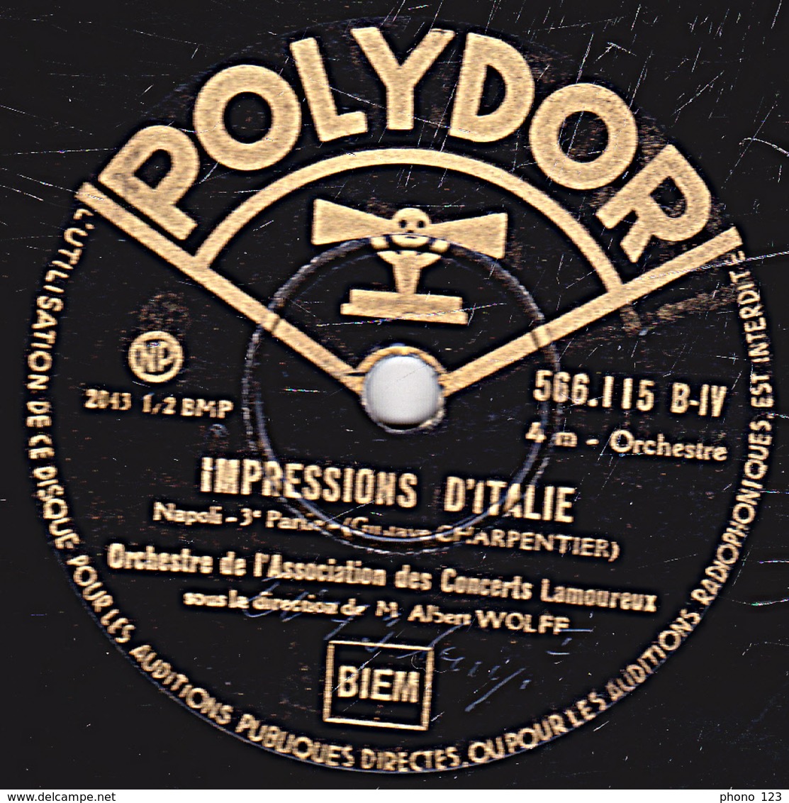 78 Trs  30 Cm état B - CONCERTS LAMOUREUX - IMPRESSIONS D'ITALIE 2e Et 3e Parties - 78 Rpm - Schellackplatten