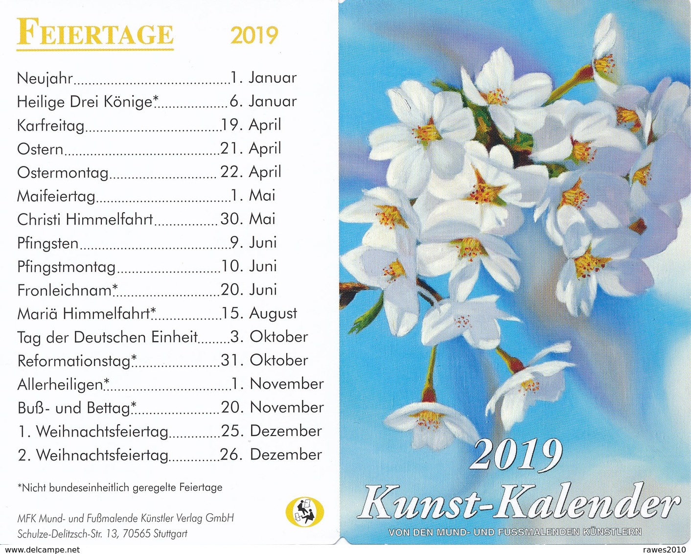 Stuttgart Kunstkalender 2019 MFK Künstler Verlag - Calendars