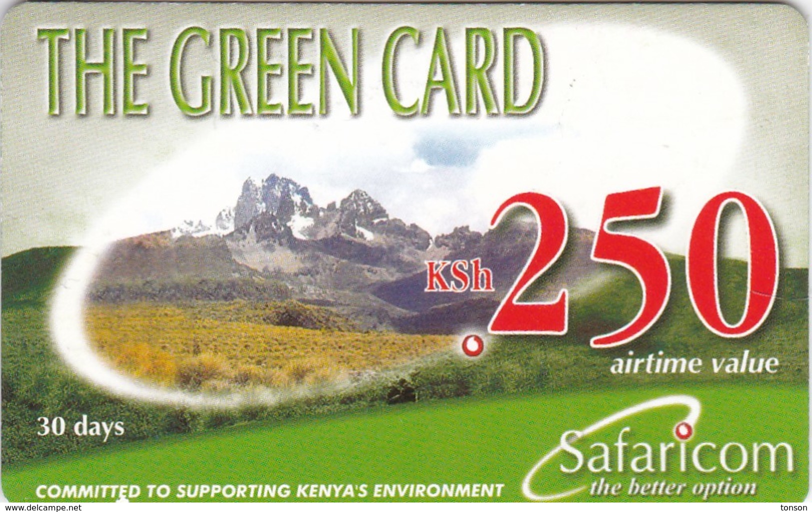 Kenya, KE-GRE-REF-0002_070720, KSh 250, The Green Card (Validity 30 Days), Expiry 2007/07/20, 2 Scans. - Kenya