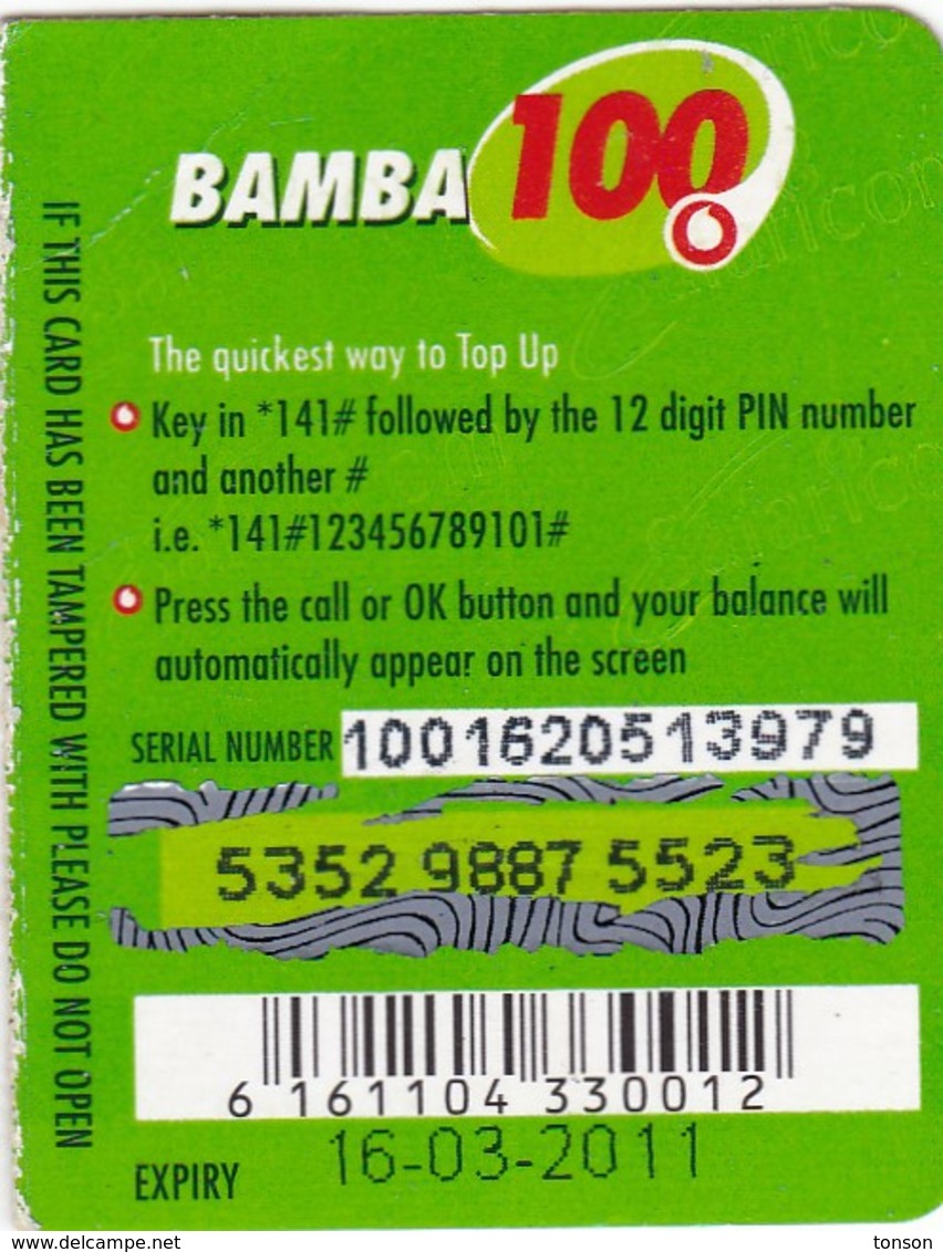 Kenya, Bamba 100, Special / Small Card, Boat, 2 Scans.    Expiry : 16-03-2011. - Kenia