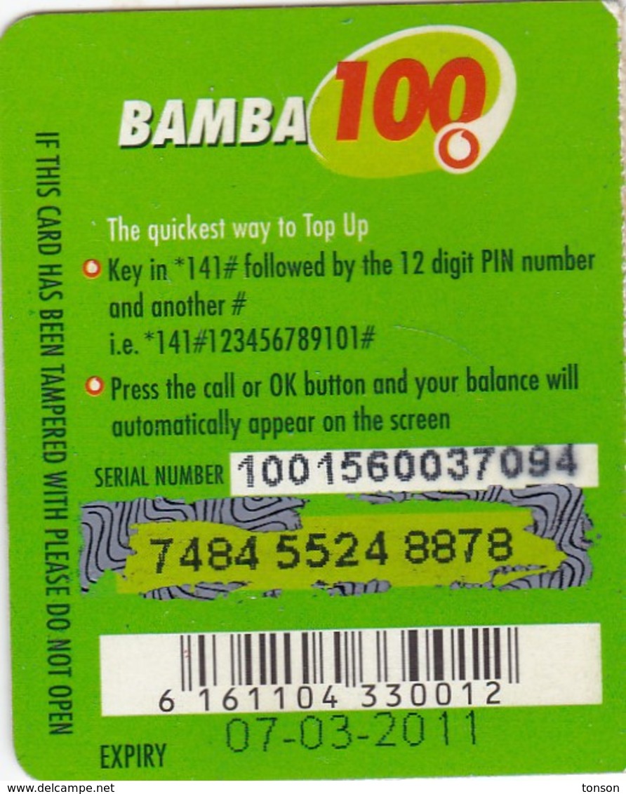 Kenya, Bamba 100, Special / Small Card, Boat, 2 Scans.    Expiry : 07-03-2011. - Kenya