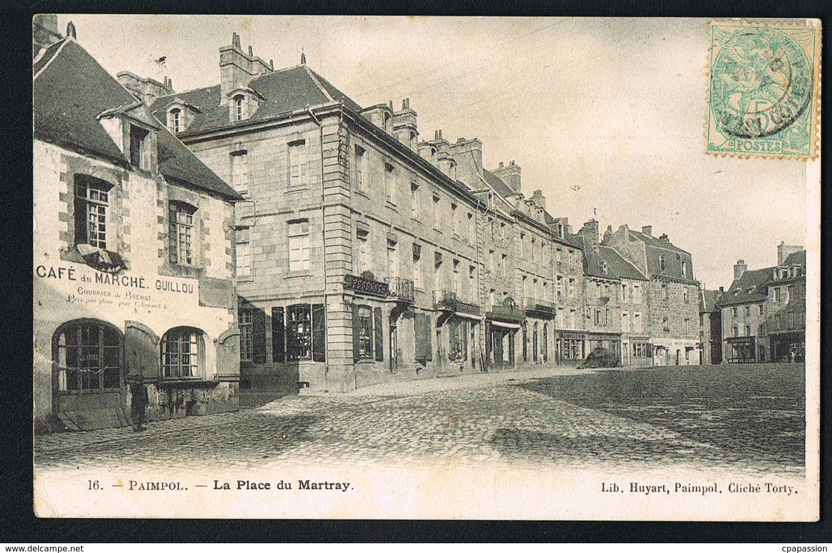 PAIMPOL  -CPA La Place Du Martray- Café Du Marché  Guillou- Voyagée 1906- Recto Verso - Paypal Sans Frais - Paimpol